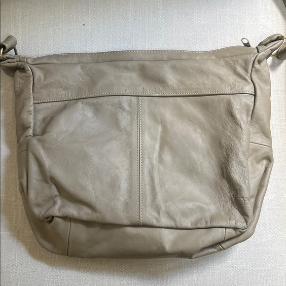 Vintage Taupe Leather Shoulder Bag - Picture 2 of 3